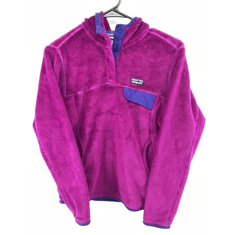 Ladies‎ Patagonia Re-Tool Snap-T Hooded Fleece Pullover Magenta Small
